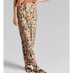 Anthropologie Womens Pants Sz 4 Floral Smocked Balloon Leg Boho Gypsy Cottage